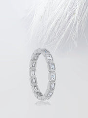 Bezel Set Emerald Cut Moissanite Eternity Diamond Wedding Band Mapple Gems
